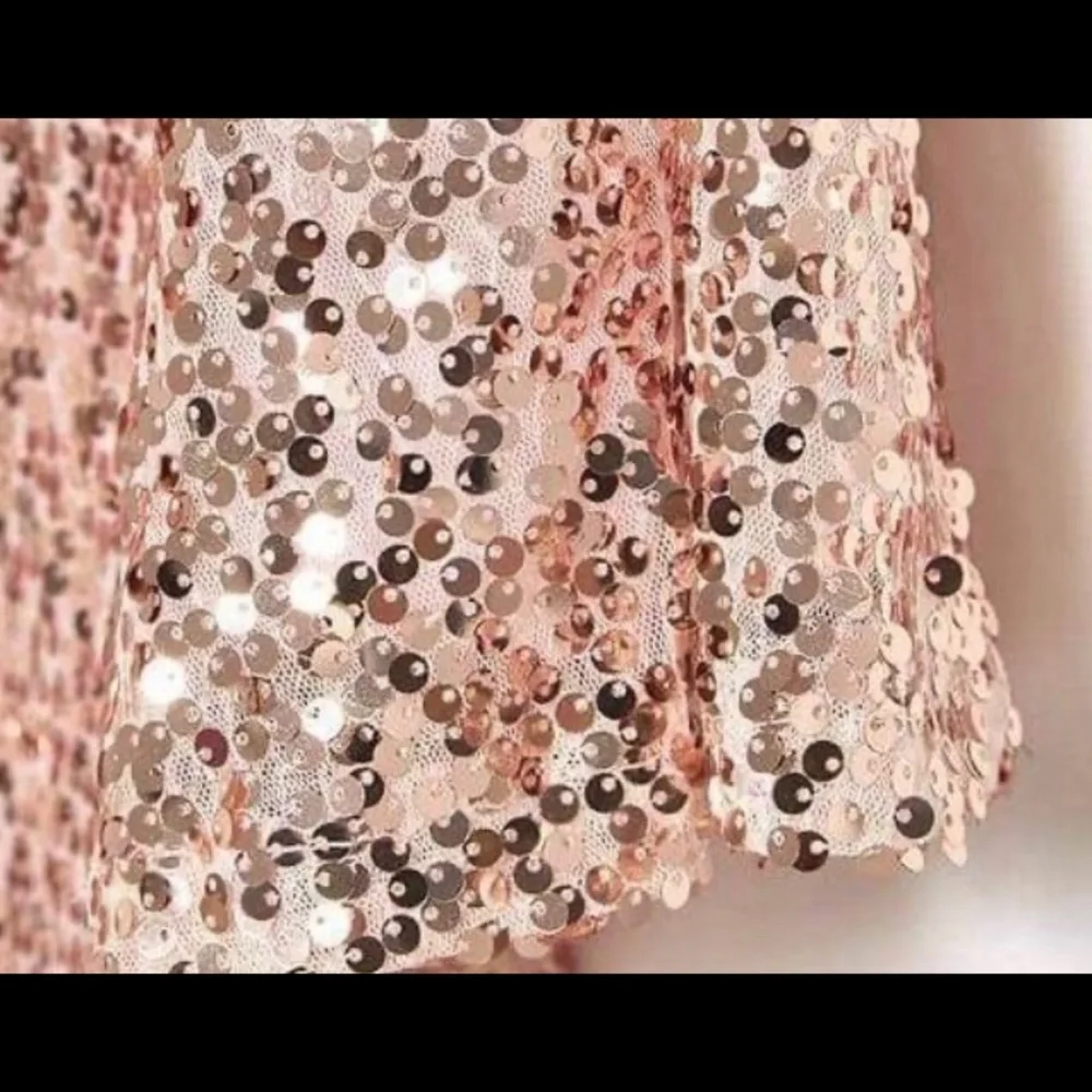 Rose Gold Sequin Women's Blouse - Sparkle Boatneck Top